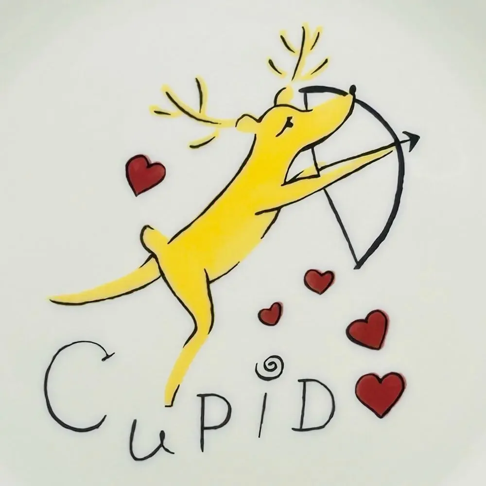 Pottery Barn CUPID REINDEER‎ Dessert Salad Plate 8.5